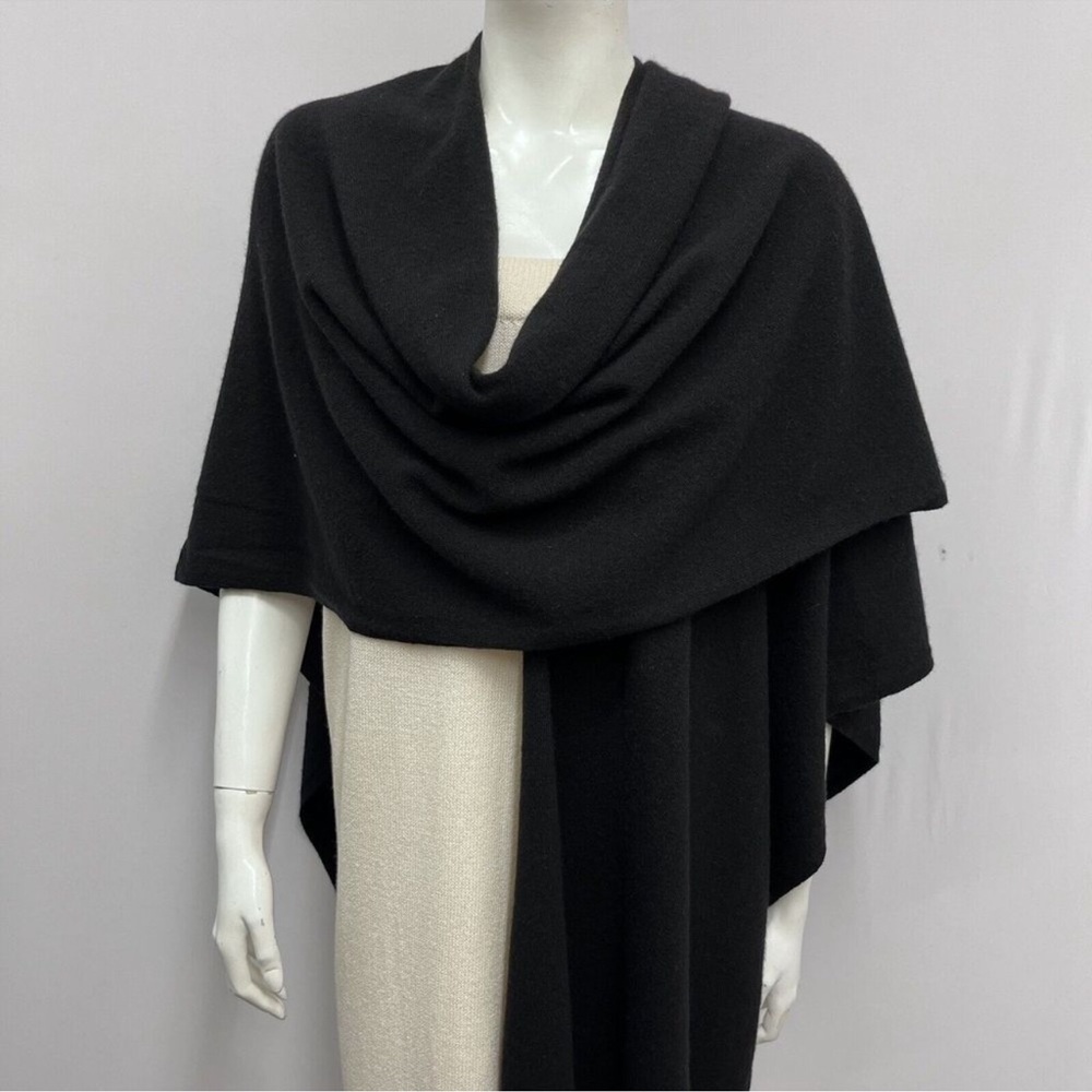 Yansi Fugel 100% Cashmere Wrap Shawl Black 20 3/4" by 74 1/2" Very Large OS